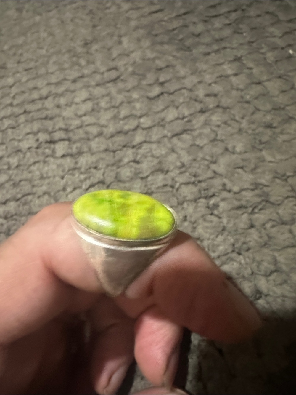Gaspeite Stone Sterling Silver Ring Jewelry size 9.5